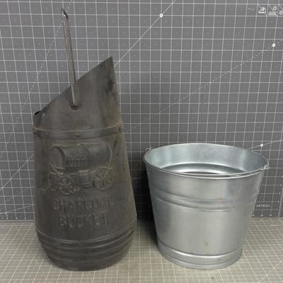 Galvanized Bucket and Plastic Charcoal Bucket 