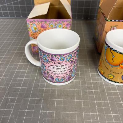 2 NEW Coffee Cups with Bible Quotes. 