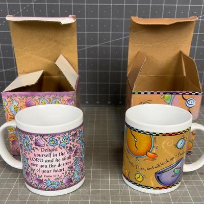 2 NEW Coffee Cups with Bible Quotes. 