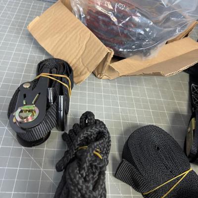 Several Ratchet Straps Nuts and Bolts Etc. 