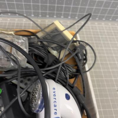 Tray of Cables and Electronics. Power Supply, Print, HDMI 