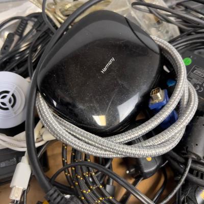 Tray of Cables and Electronics. Power Supply, Print, HDMI 