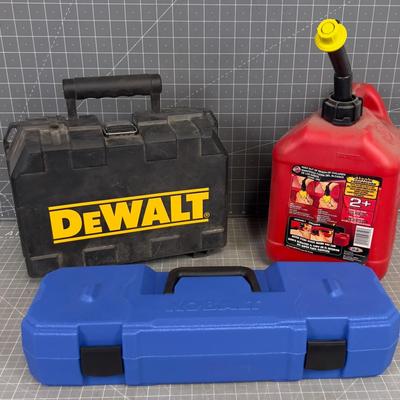 3 Pieces; Tools Boxes, Gas Can 