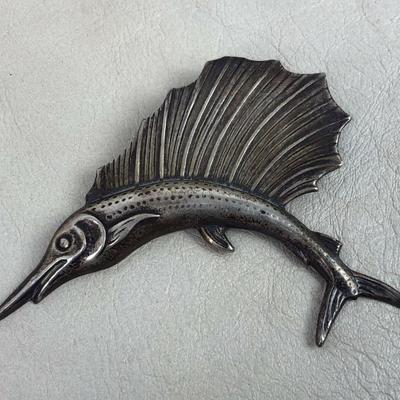 vintage STERLING SILVER SAILFISH PIN