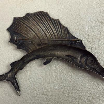 vintage STERLING SILVER SAILFISH PIN