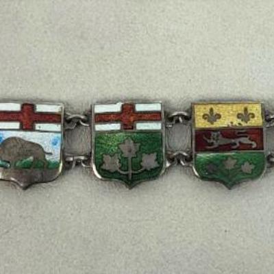 vintage CANADIAN PROVINCES STERLING CHARM BRACELET 