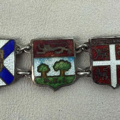 vintage CANADIAN PROVINCES STERLING CHARM BRACELET 