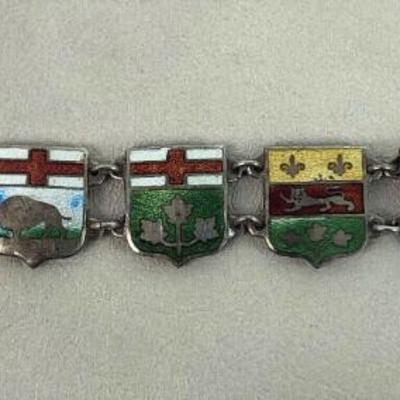 vintage CANADIAN PROVINCES STERLING CHARM BRACELET 