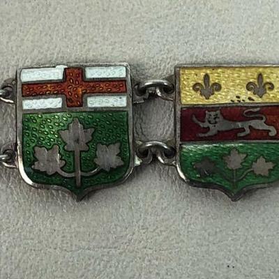 vintage CANADIAN PROVINCES STERLING CHARM BRACELET 