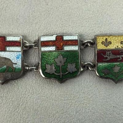 vintage CANADIAN PROVINCES STERLING CHARM BRACELET 