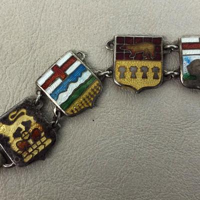 vintage CANADIAN PROVINCES STERLING CHARM BRACELET 
