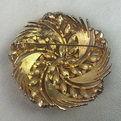 fabulous vintage FAUX DIAMOND RHINESTONE & GOLD TONE BROOCH