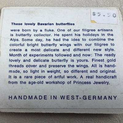vintage HANDMADE BAVARIAN BUTTERFLY BROOCH PRINCESS JEWELRY