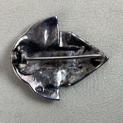 art deco STERLING & MARCASITE PIN signed M O