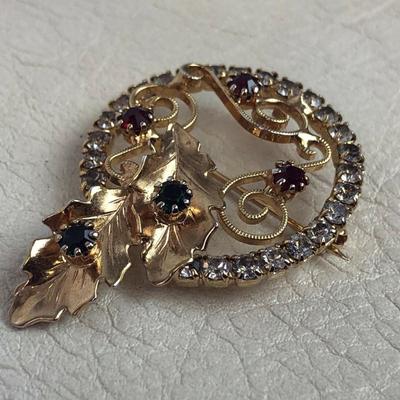 vintage festive RHINESTONE CHRISTMAS HOLIDAY PIN