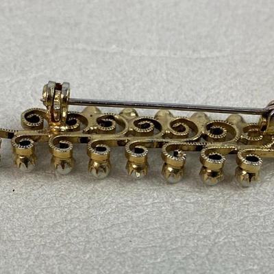 vintage GOLD FILIGREE & PEARL PIN