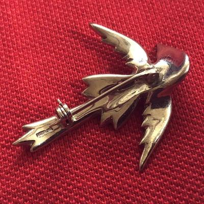 art deco STERLING & MARCASITE SWALLOW PIN