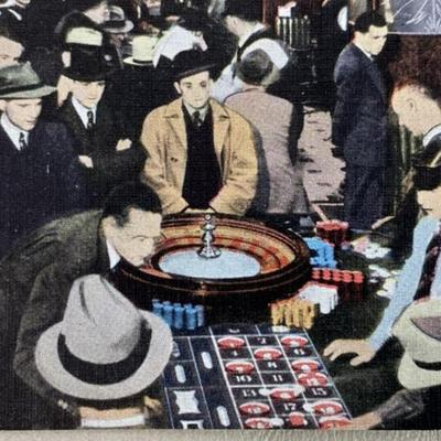 BANK CLUB CASINO RENO NEVADA TINTED PHOTO POSTCARD 1930s