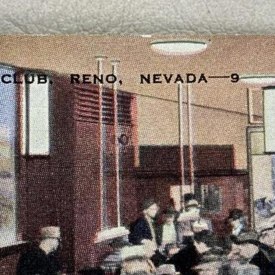 BANK CLUB CASINO RENO NEVADA TINTED PHOTO POSTCARD 1930s