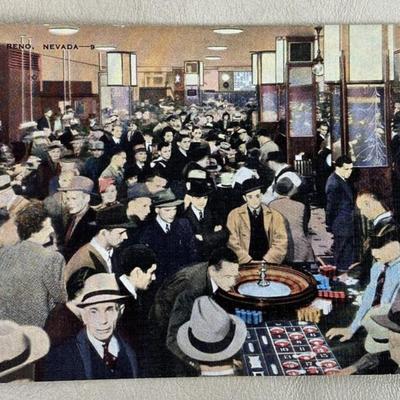 BANK CLUB CASINO RENO NEVADA TINTED PHOTO POSTCARD 1930s