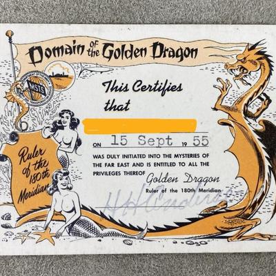 DOMAIN OF THE GOLDEN DRAGON CERTIFICATE MSTS 1955
