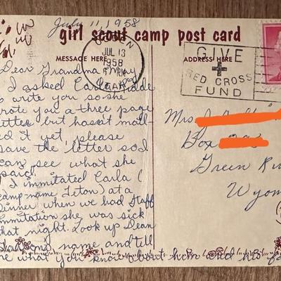 GIRL SCOUT CAMP POSTCARDS 1958 UTAH WYOMING
