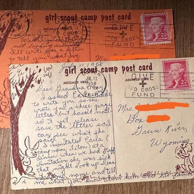 GIRL SCOUT CAMP POSTCARDS 1958 UTAH WYOMING