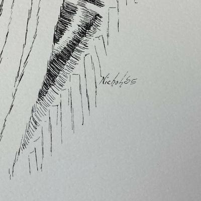 NATIVE ARTIST DANIEL D. NICHOLAS PRINT SHOT IN THE HAND APSAROKE CROW