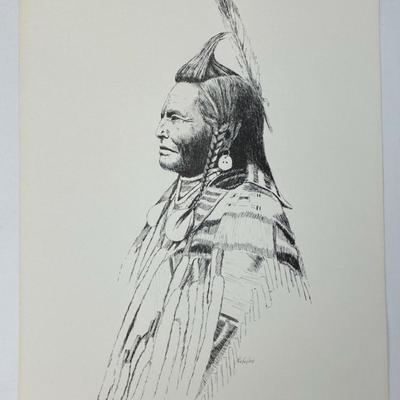 NATIVE ARTIST DANIEL D. NICHOLAS PRINT SHOT IN THE HAND APSAROKE CROW