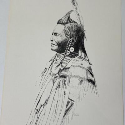 NATIVE ARTIST DANIEL D. NICHOLAS PRINT SHOT IN THE HAND APSAROKE CROW