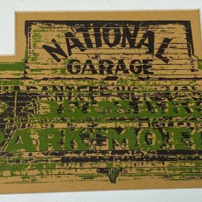 original artwork NATIONAL GARAGE SIGN serigraph vintage