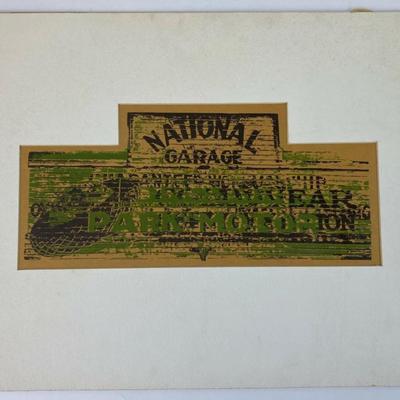 original artwork NATIONAL GARAGE SIGN serigraph vintage