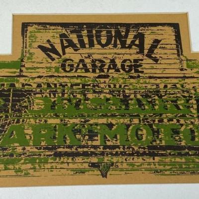 original artwork NATIONAL GARAGE SIGN serigraph vintage