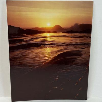 vintage mounted color photograph SUNSET at BEACH