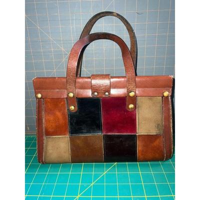 Vintage Unbranded Women's Handbag Brown Patch Leather with Clasp Shoulder Bag