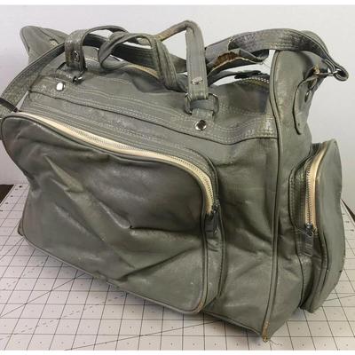 VINTAGE ADIDAS Faux Leather Gray/Grey Sports Bag 1970's Retro