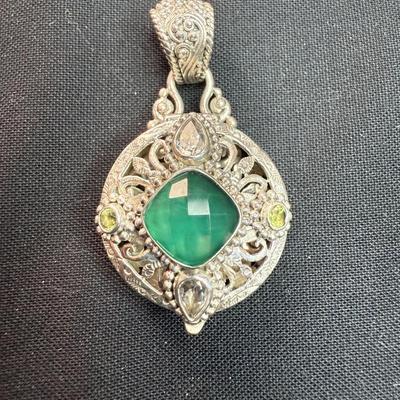 Green Onyx Pendant and Earrings