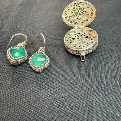 Green Onyx Pendant and Earrings