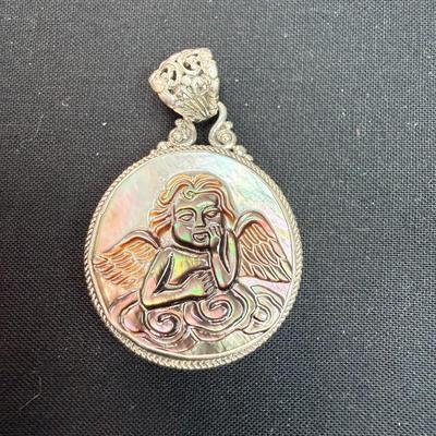 Bali Carved Mother of Pearl Sterling Silver