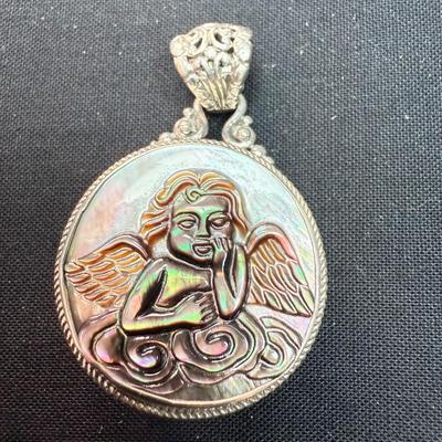 Bali Carved Mother of Pearl Sterling Silver