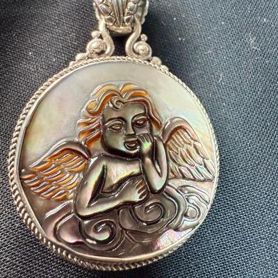 Bali Carved Mother of Pearl Sterling Silver