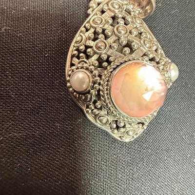 7mm Cushing ruby triplet Rhodolite Mother of Pearl