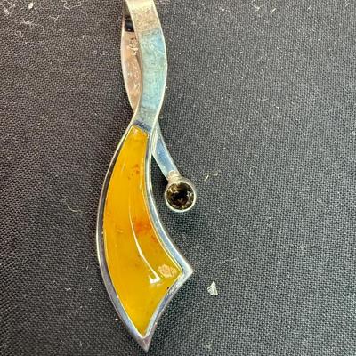 Sterling silver amber and stone 