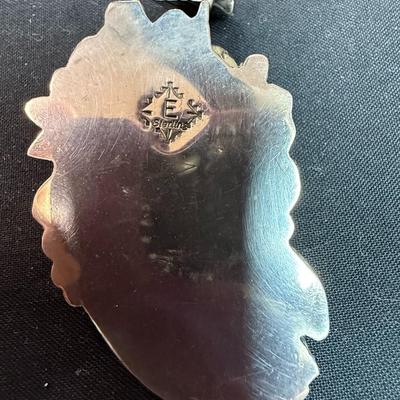 JT STERLING TURQUOISE RED CORAL BEAR CLAW PENDANT