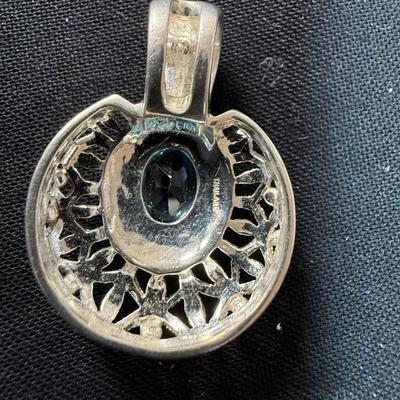 Blue Topaz Pendant Sterling Silver