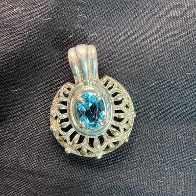 Blue Topaz Pendant Sterling Silver
