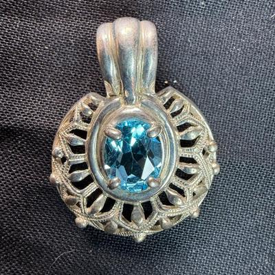 Blue Topaz Pendant Sterling Silver