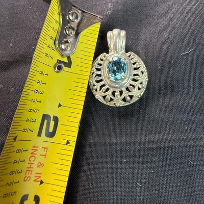 Blue Topaz Pendant Sterling Silver