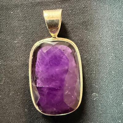 Turquoise & Opaque Purple Stone Pendant Double Sided
