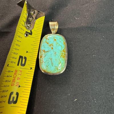 Turquoise & Opaque Purple Stone Pendant Double Sided